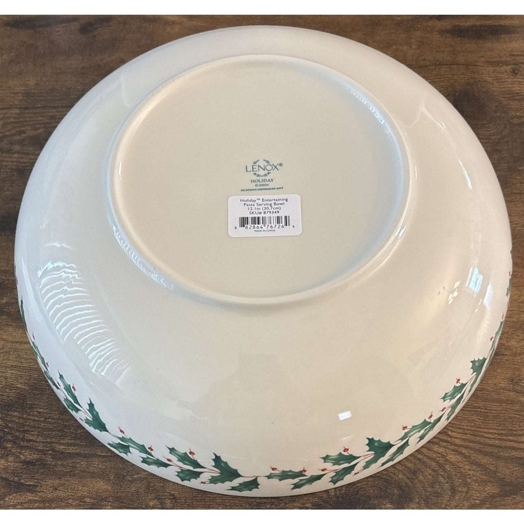 Lenox Holiday Entertaining Christmas Holly & Berries 12" Pasta Serving Bowl