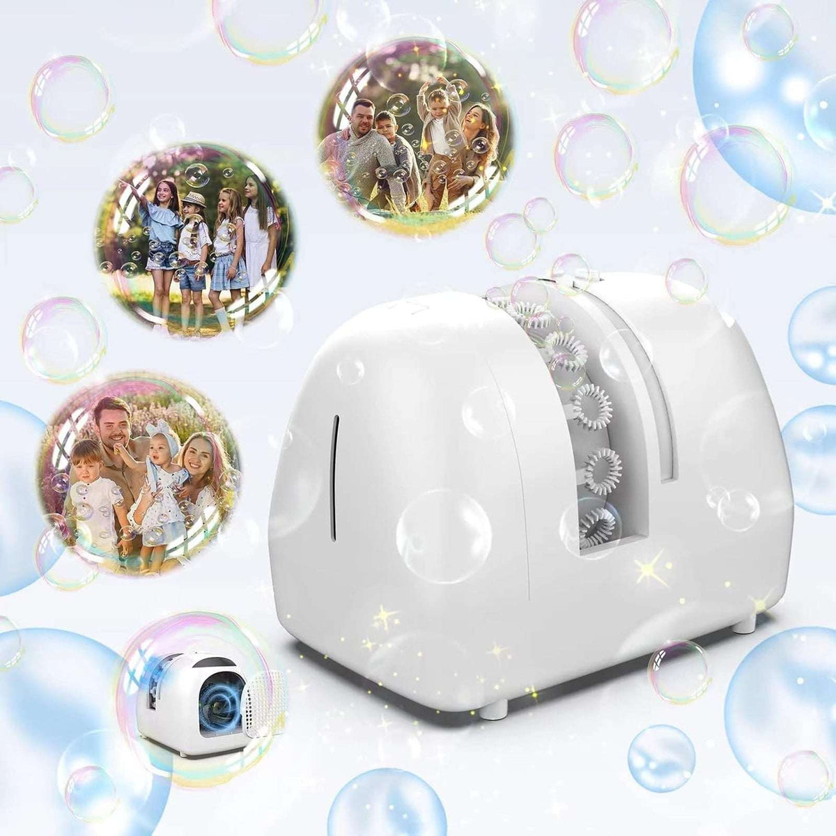 Automatic Bubble Machine Portable Maker 60+ Min Continuous Blaster Dual Power