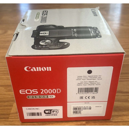 Canon EOS 2000D / Rebel T7 EF-S 18-55mm III Lens Kit + Filters, Lens, Bag & More