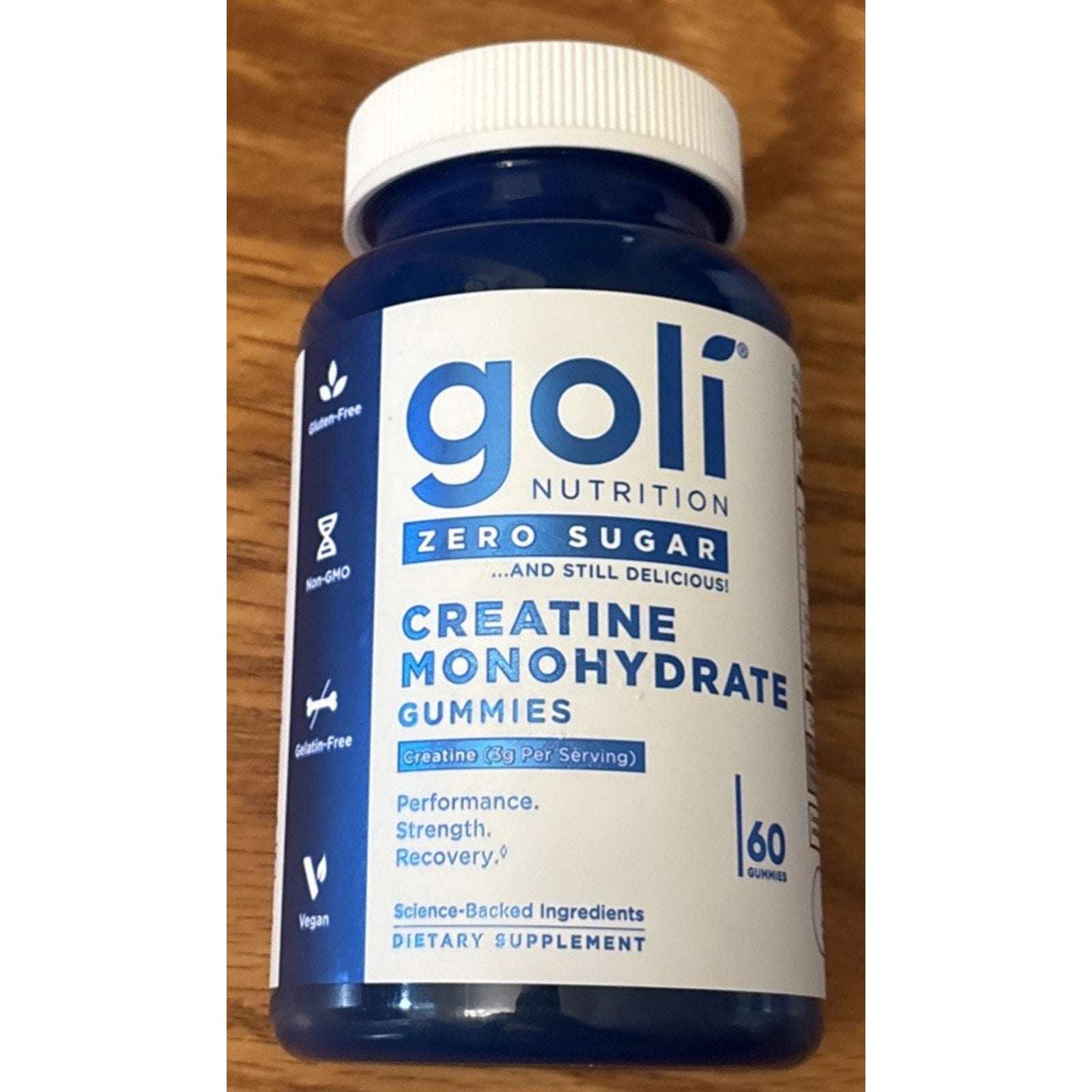 Goli Creatine Monohydrate Gummies 60 Count Zero Sugar Gluten-Free Exp 10/2027