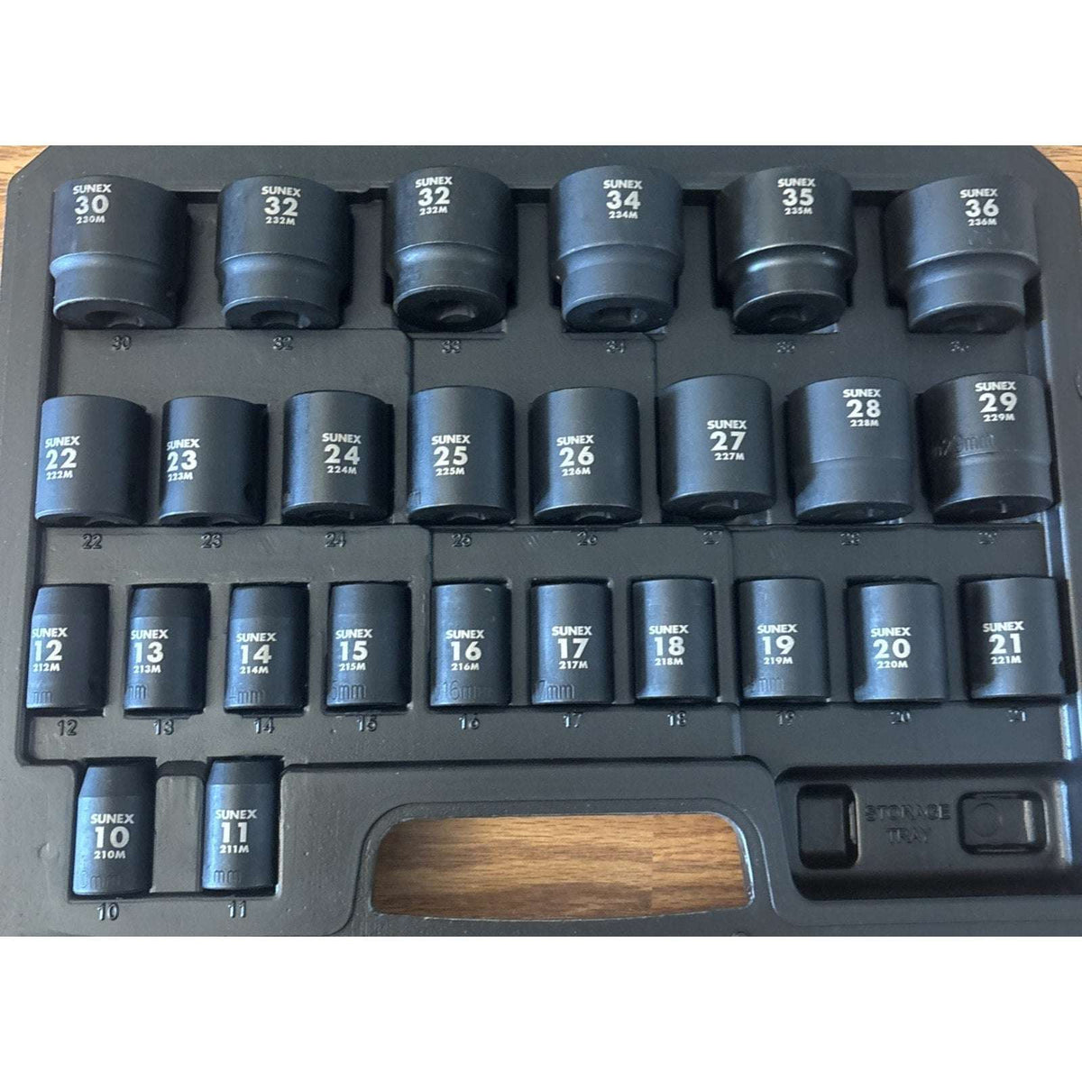 SUNEX Tools 1/2" DRIVE METRIC 6 POINT 26-PIECE IMPACT SOCKET SET NEW READ!