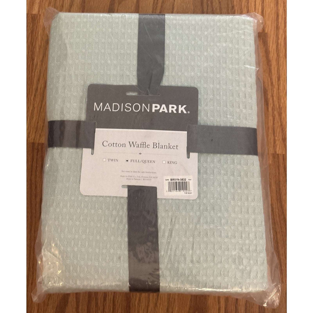Madison Park 100% Cotton Ultra Soft Breathable Waffle Blanket Full/Queen - Aqua