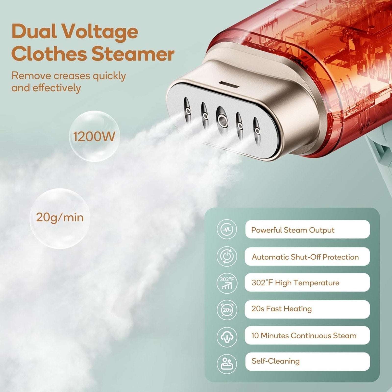 Newbealer Handheld 120V/220V Dual Voltage Foldable Clothes Garment Steamer Press