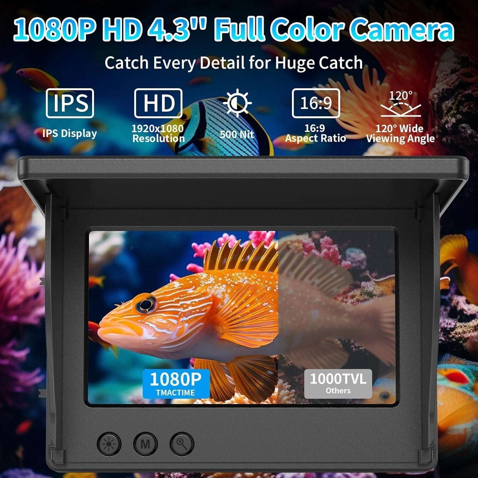 Underwater Fishing Camera Fish Finder w/ Infrared Night Vision, 4.3" LCD Display