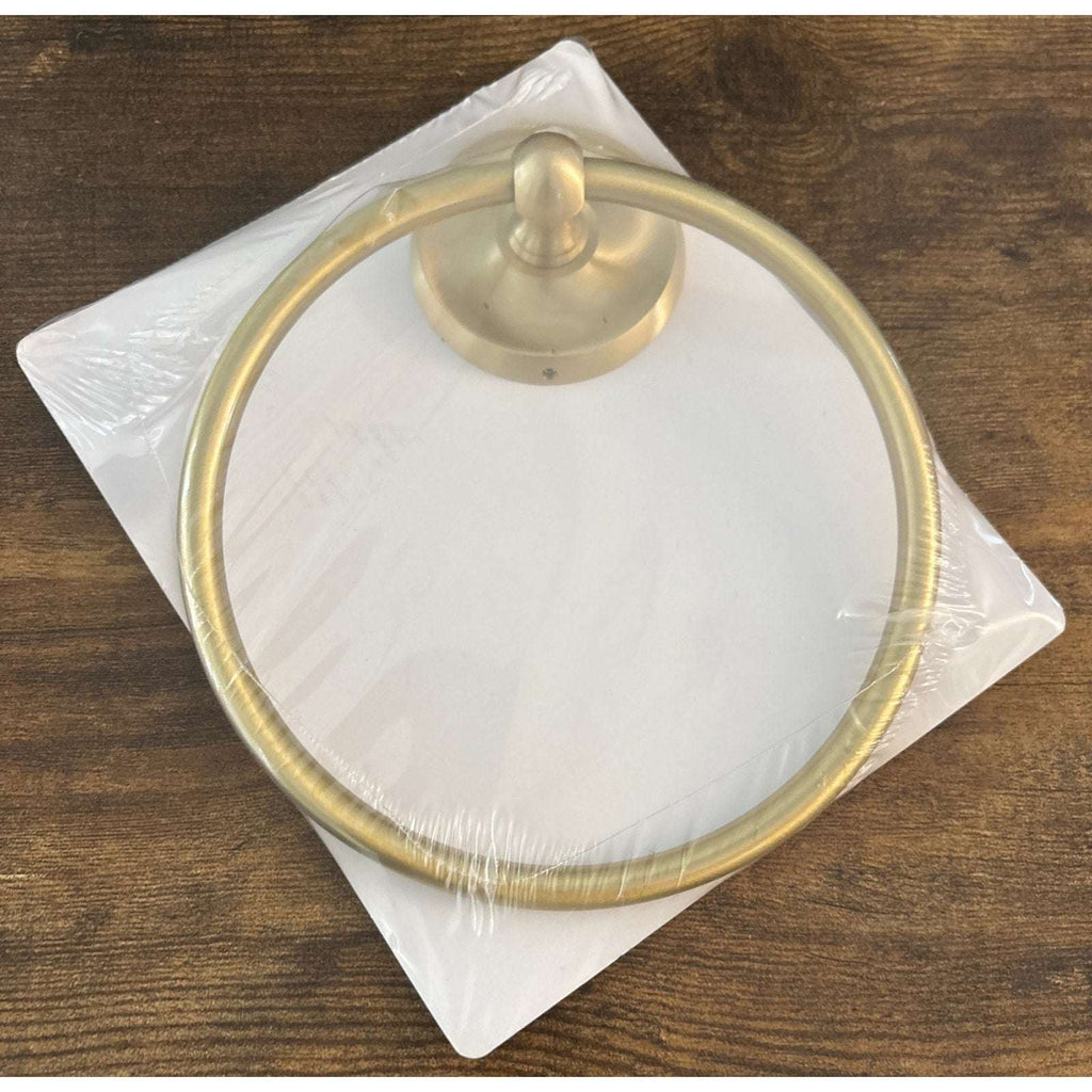 Gatco 5053 Brushed Brass Gold Designer 6" Wall Mounted Towel Ring / Holder