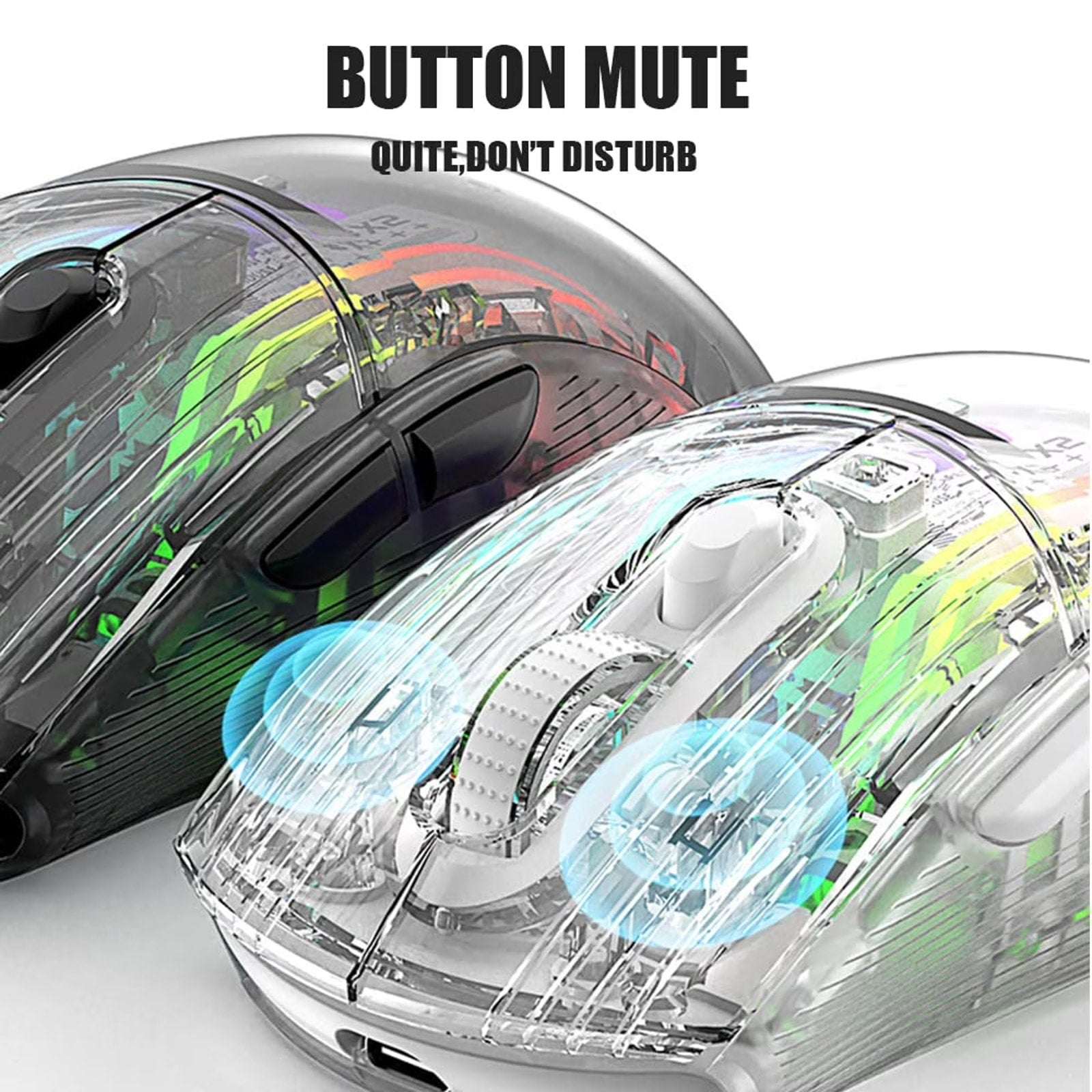 Transparent RGB Bluetooth Wireless Gaming Mouse, Dual Mode USB Computer Mouse