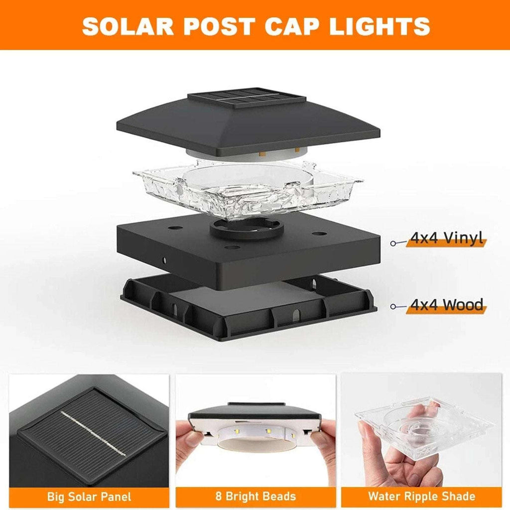 12 Pack Solar Post Cap Lights For 4x4 Outdoor Waterproof LED Deck Fence Black