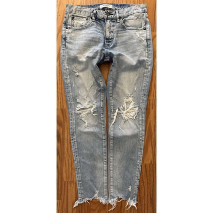 MOUSSY Vintage Blue Distressed High Waist Jeans Size 26 Japan Made