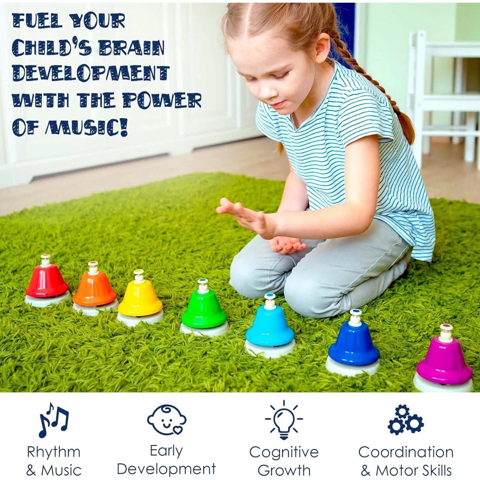 MINIARTIS Desk Bells for Kids Educational Music Learning Toys + Song Book & Bag