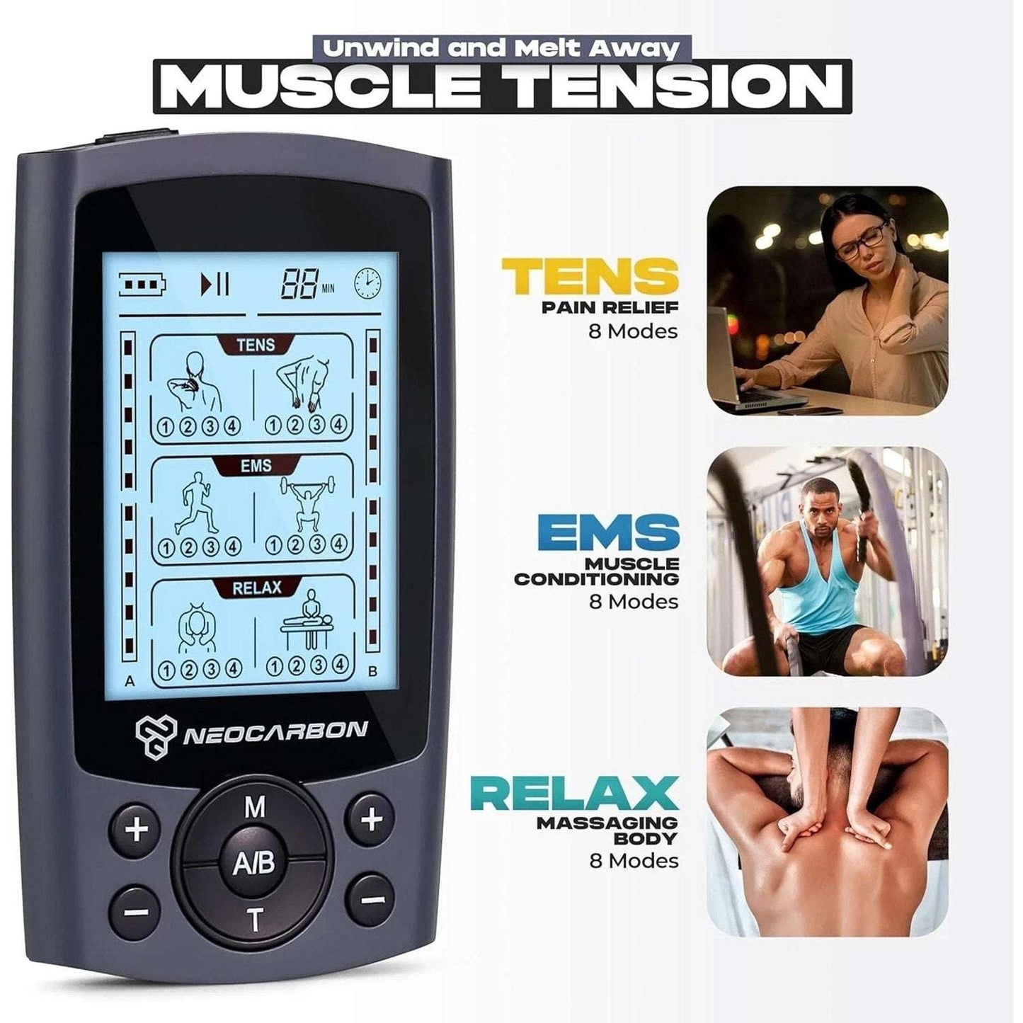 Neocarbon TENS Unit Electronic PMS Massager Machine Gray