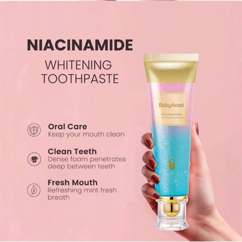 2 Tubes BodyAccel Niacinamide Fluoride-Free Whitening Toothpaste 3.5oz Exp 2028