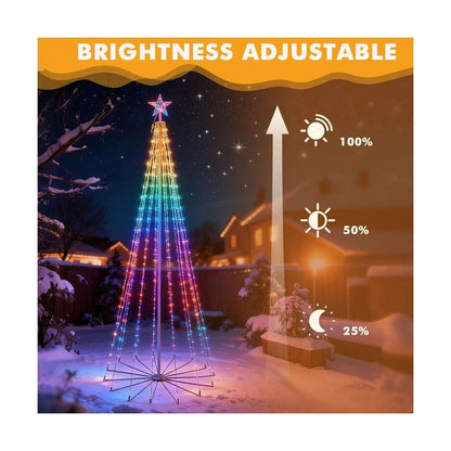 8' Smart 340 LED Christmas Tree App Control RGB Lighted Cone Music Sync DIY IP65