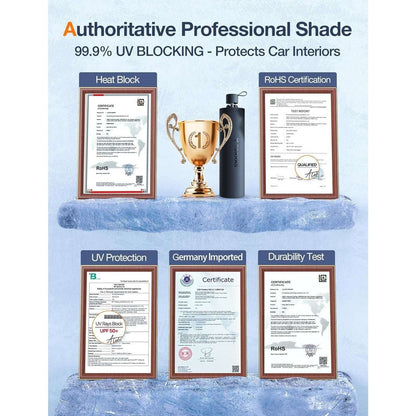 TORRAS Car Windshield Sun Shade Umbrella w Organizer - Universal Beige Blocks UV
