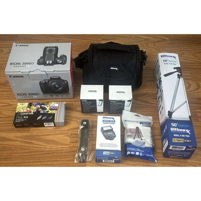 Canon EOS 2000D / Rebel T7 EF-S 18-55mm III Lens Kit + Filters, Lens, Bag & More