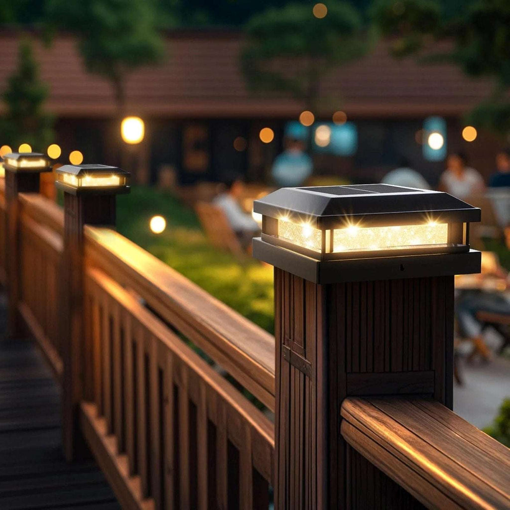 Solar Post Cap Lights Outdoor 12 Pack 3.5x3.5 4X4 4.5X4.5 5X5 Vinyl/Wooden Posts
