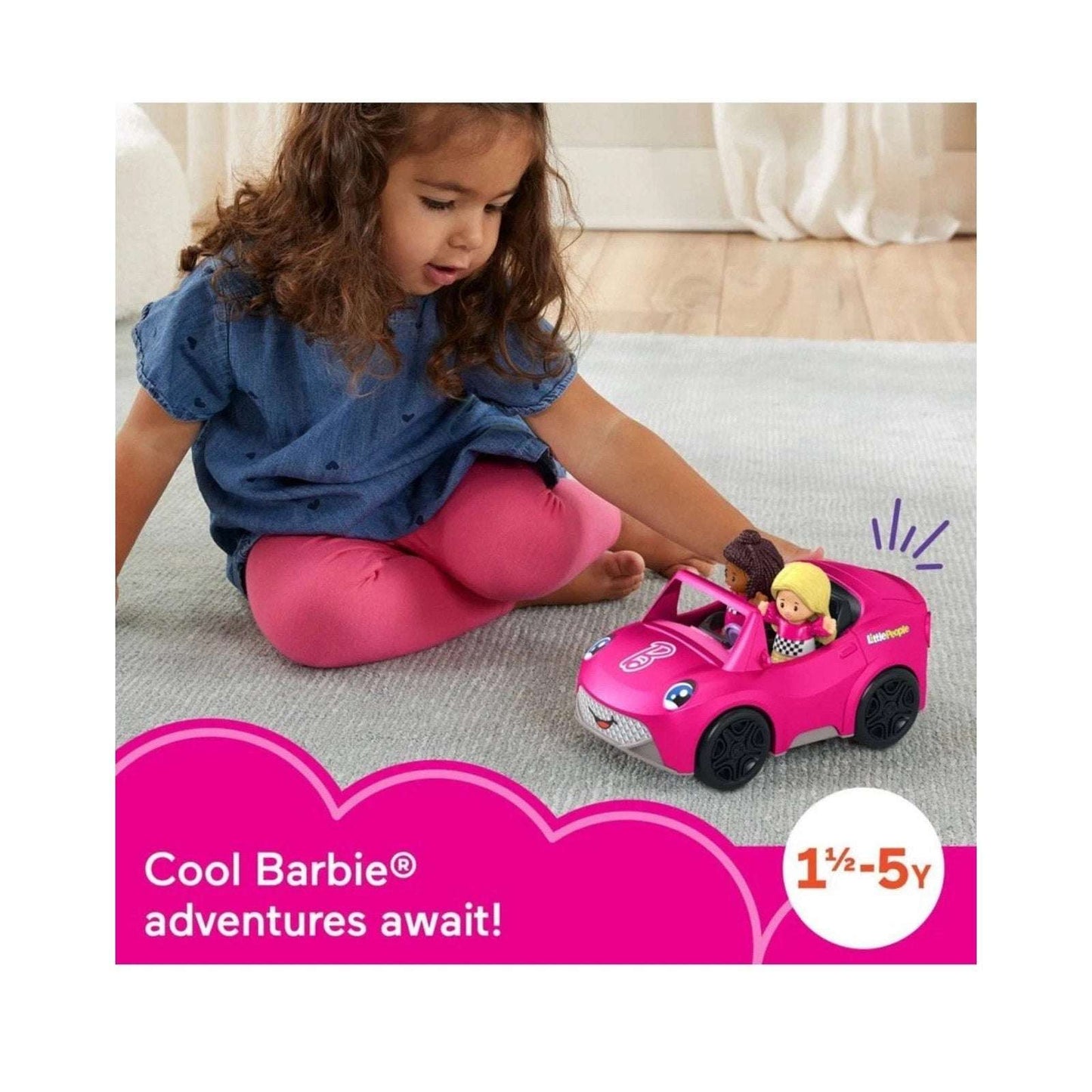 Fisher Price Little People BARBIE Convertible Car with Sounds + 3 Figures NEW