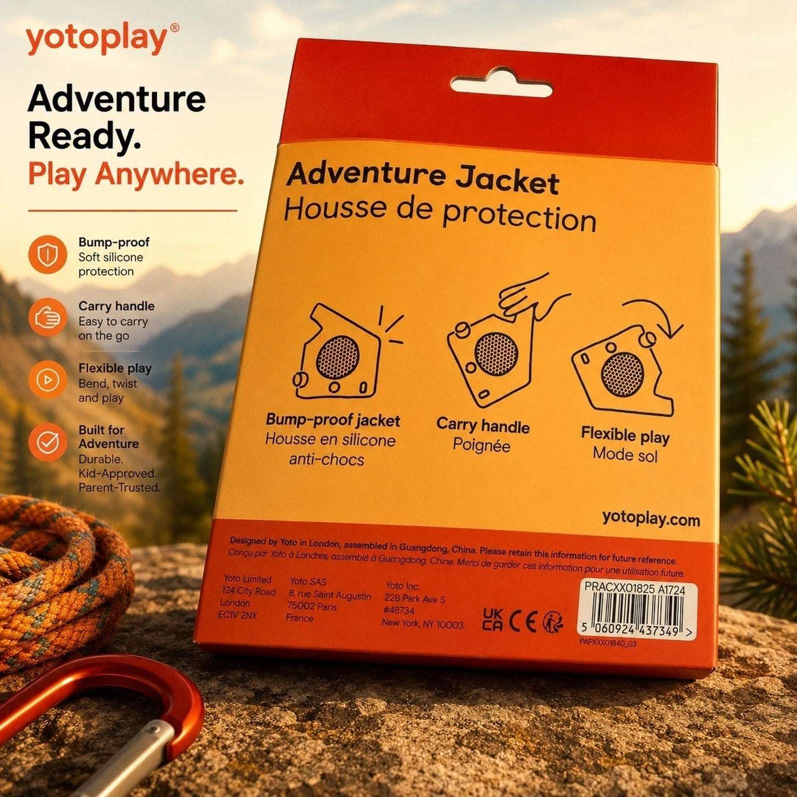 Yoto Player 3rd Generation Silicone Adventure Jacket w/ Carry Handle Fruit Punch