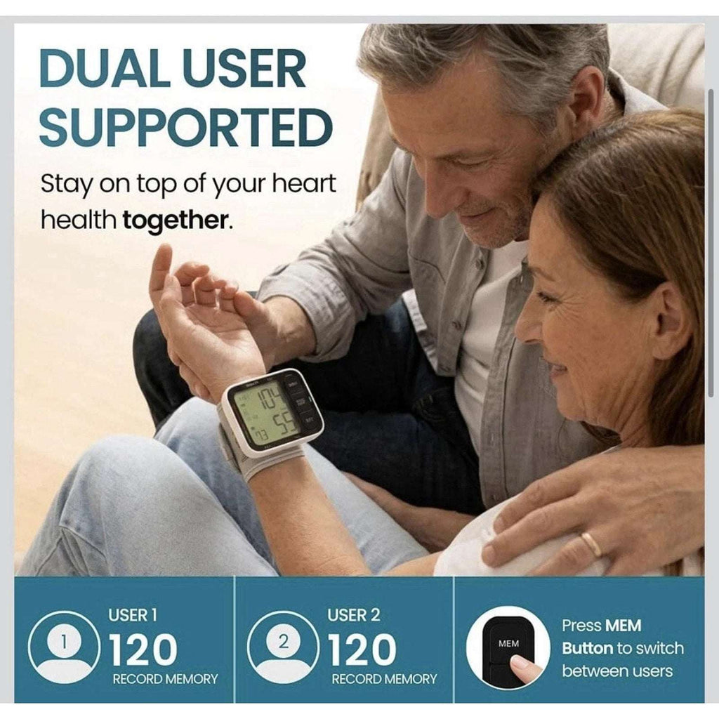 HERZ P1 Smart BPM Wireless Wrist Blood Pressure Monitor LCD, Dual User FC-BP201
