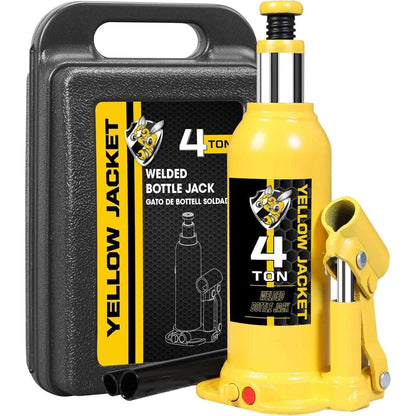 Torin 4Ton (8,000 LBs) Welded Bottle Jack, Yellow Jacket W/ Case, Safety Feature