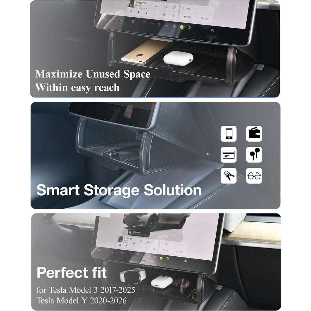 Hidden Under Screen Storage Organizer Tesla Y/3 Model Y Juniper Model 3 Highland