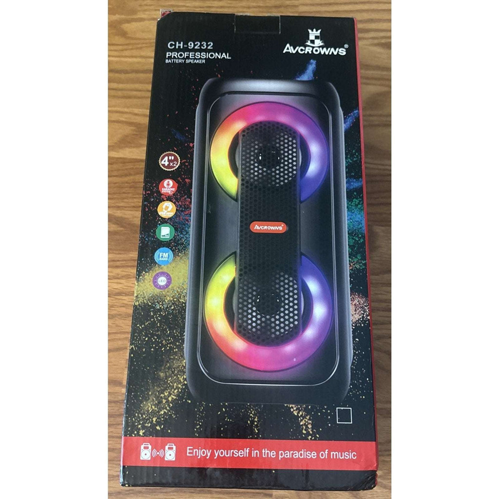 Dual 4" RGB Portable Speaker Rechargeable Bluetooth LED Karaoke Party System