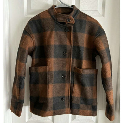 Banana Republic Womens Cinnamon & Spice Buffalo Plaid Jacket Coat Size XS NEW