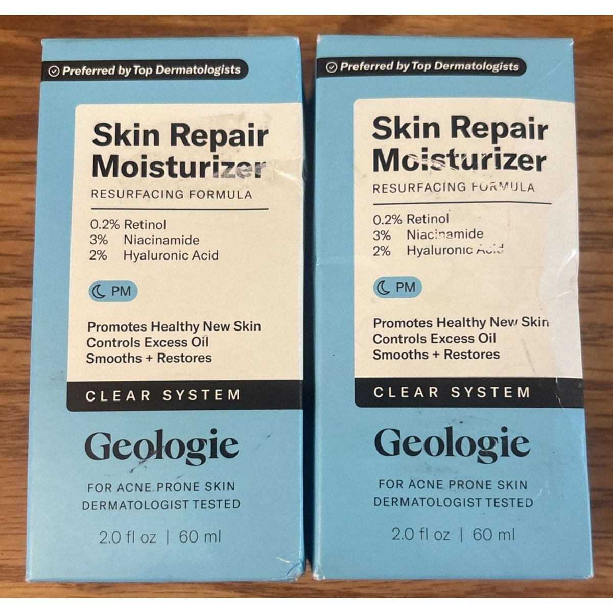 2x Geologie Clear System PM Skin Repair Resurfacing Moisturizer 0.2% Retinol 2oz