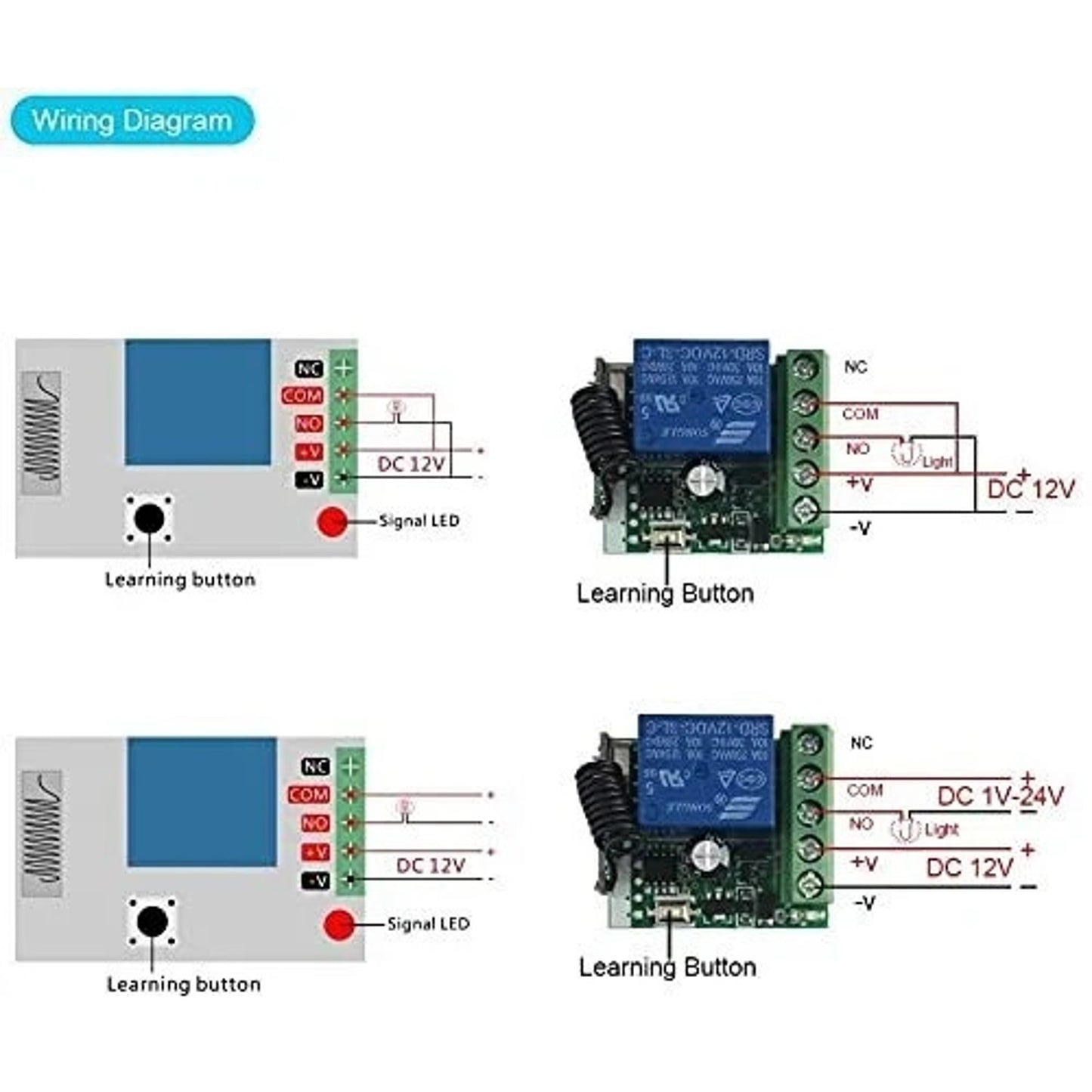 12V 1CH 433Mhz RF Remote Relay Switch Momentary Toggle Doors/Lights 2 Relays