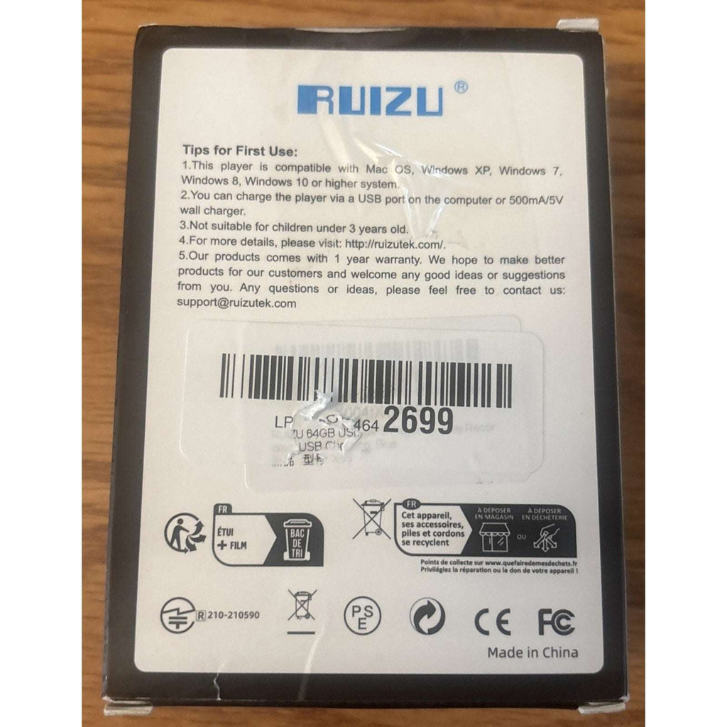 RUIZU 64GB USB-C MP3 Player Bluetooth 5.3, FM Radio & Clip Portable Music Player