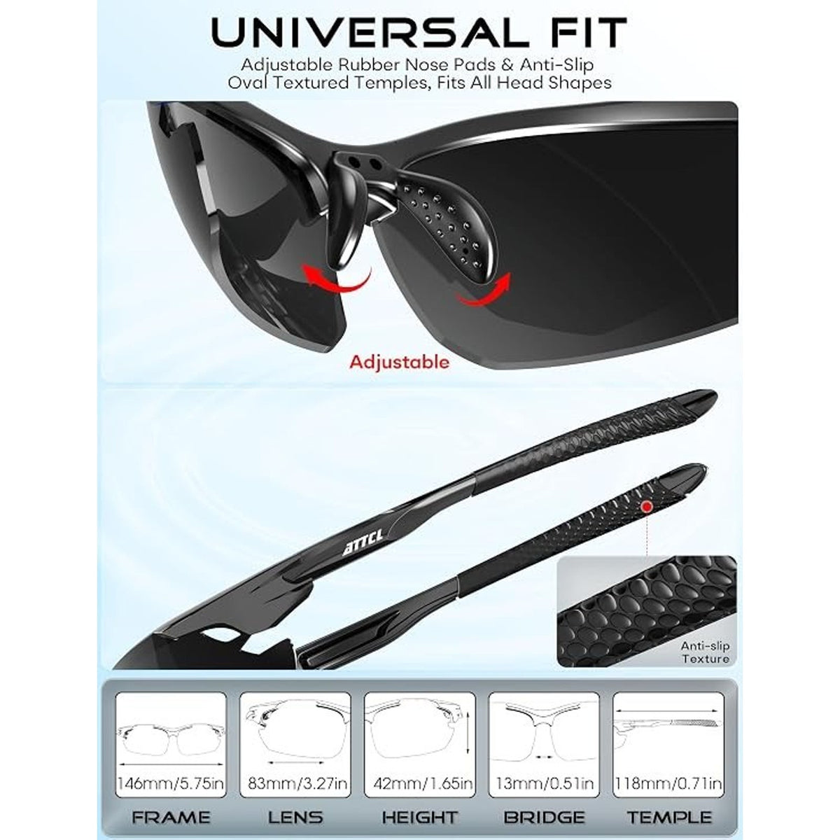 Mens Polarized Shockproof TR90 Wrap Sport Sunglasses UV400 TAC Lens Fishing Golf