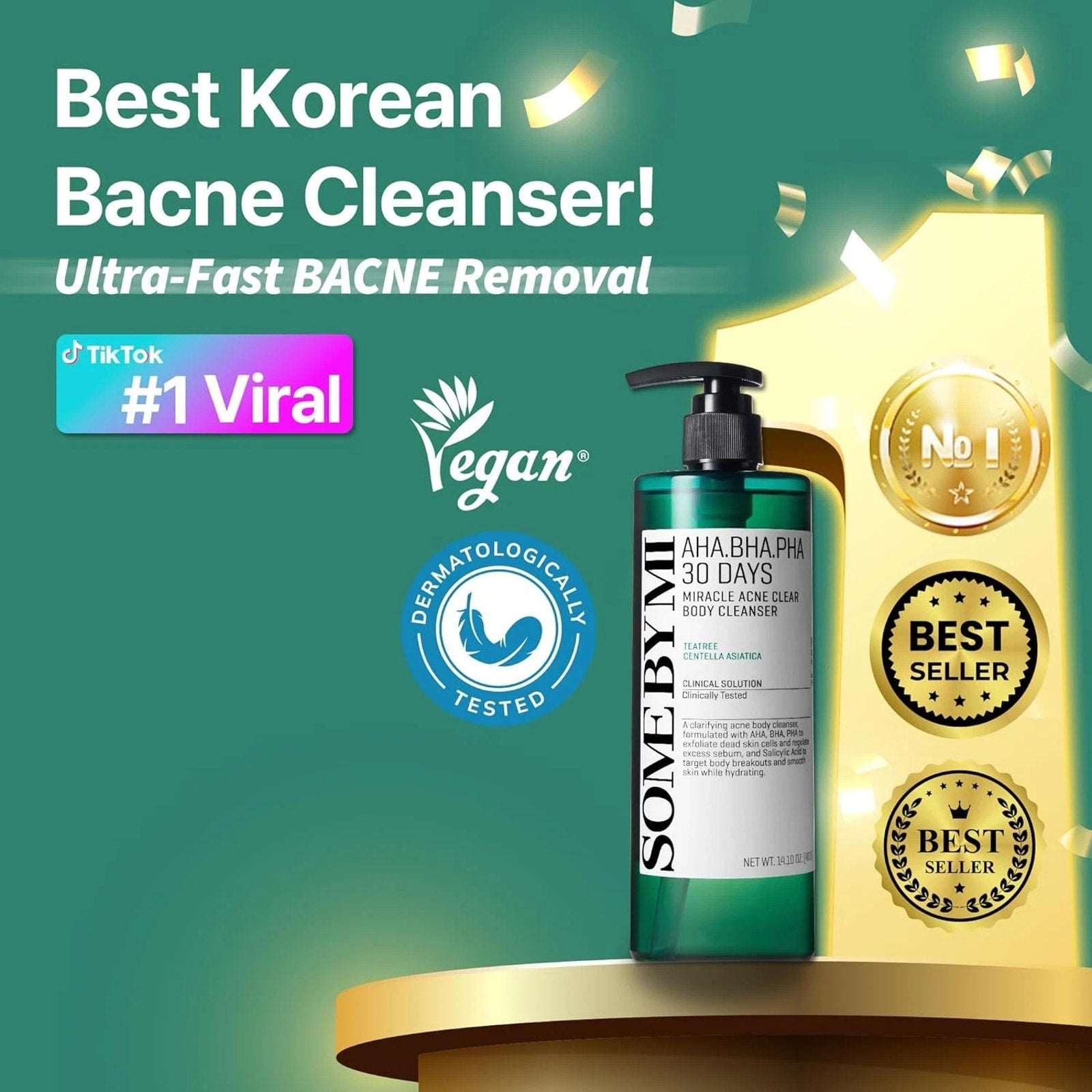 SOME BY MI AHA BHA PHA 30 Day Miracle Acne Clear Body Cleanser 14.10oz Salicylic