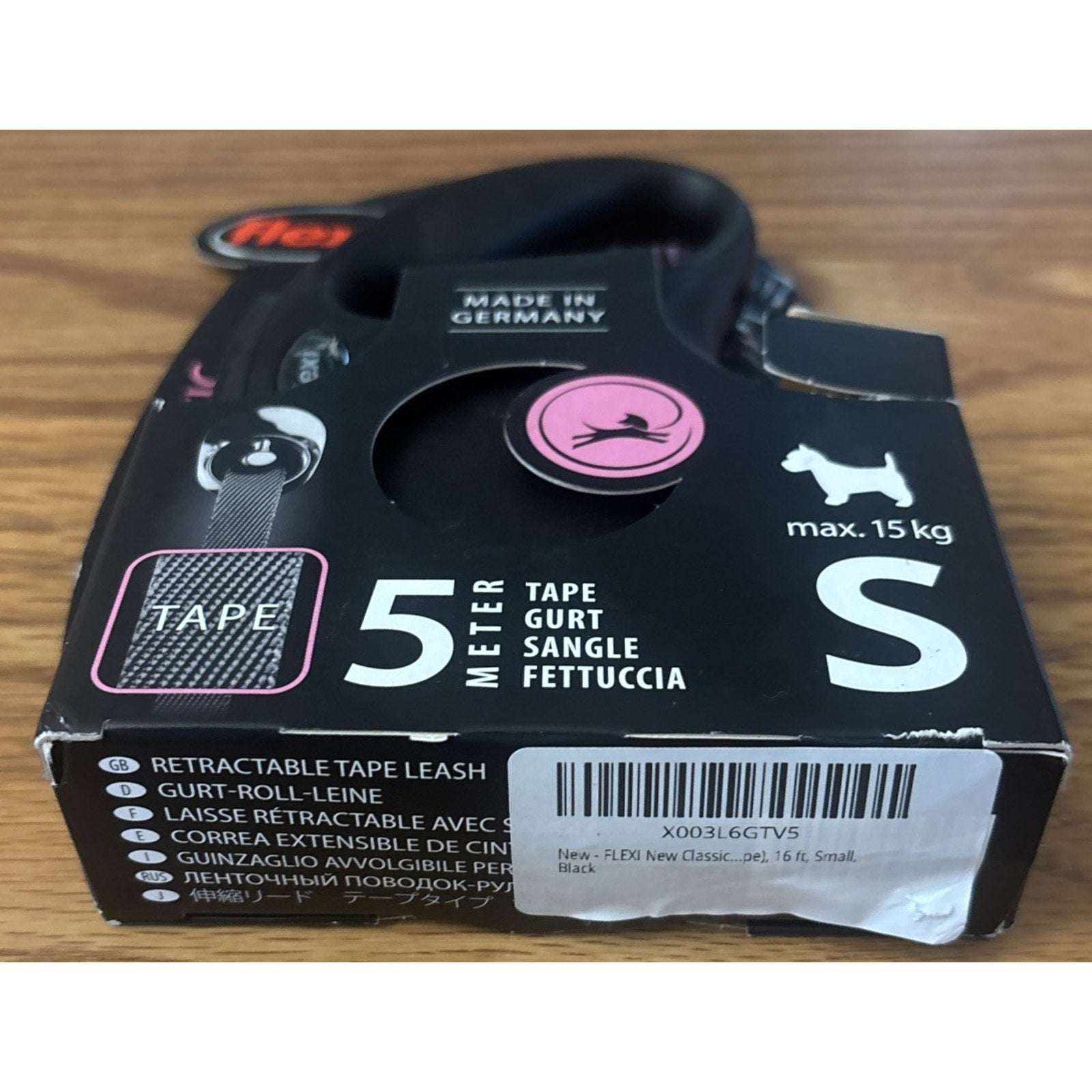 FLEXI New Classic Tape Retractable Dog Leash S Small Black 16ft Up to 33lbs