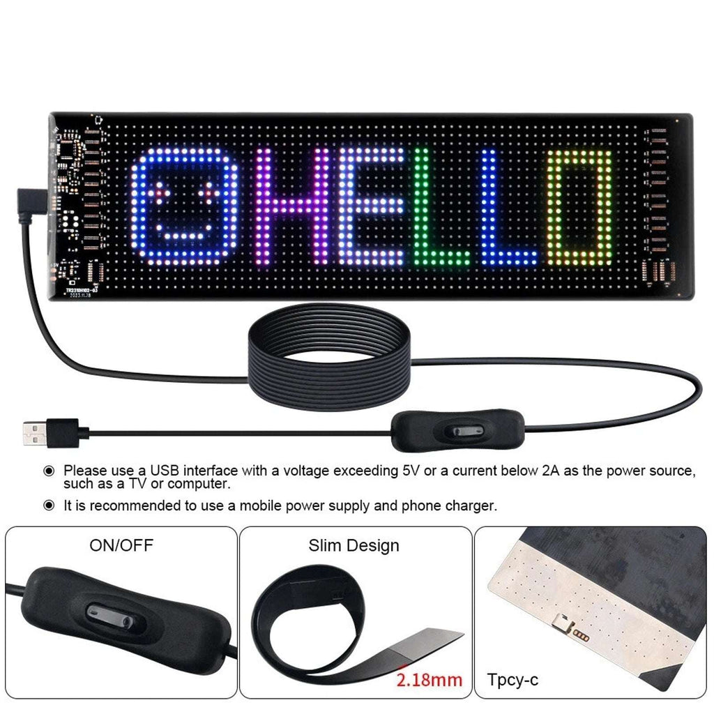 LED Matrix Pixel Panel Scrolling Bright Advertising LED Signs Flexible USB 5V