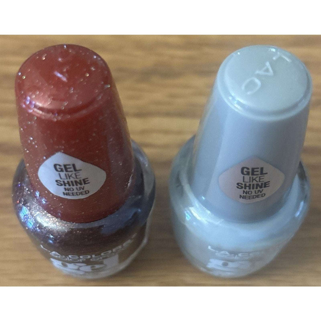 2PC LA Colors Nail Polish Color Craze Gel Shine No UV Needed - DAZZLING & CRUSH