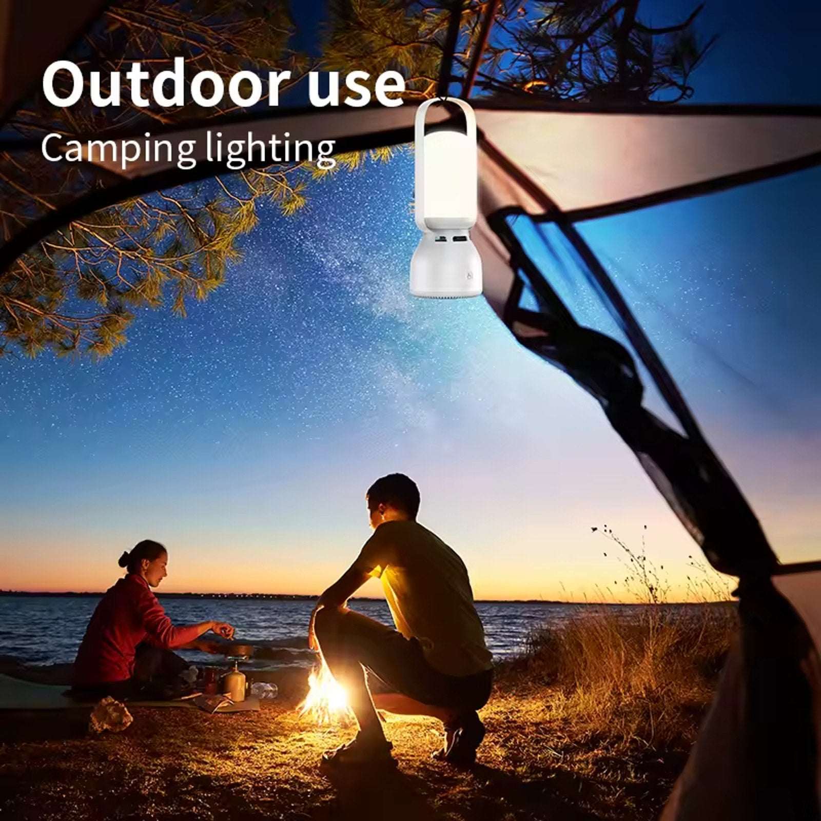 Rechargeable Camping Tent Lantern with Bluetooth Speaker Outdoor Table RGB Light