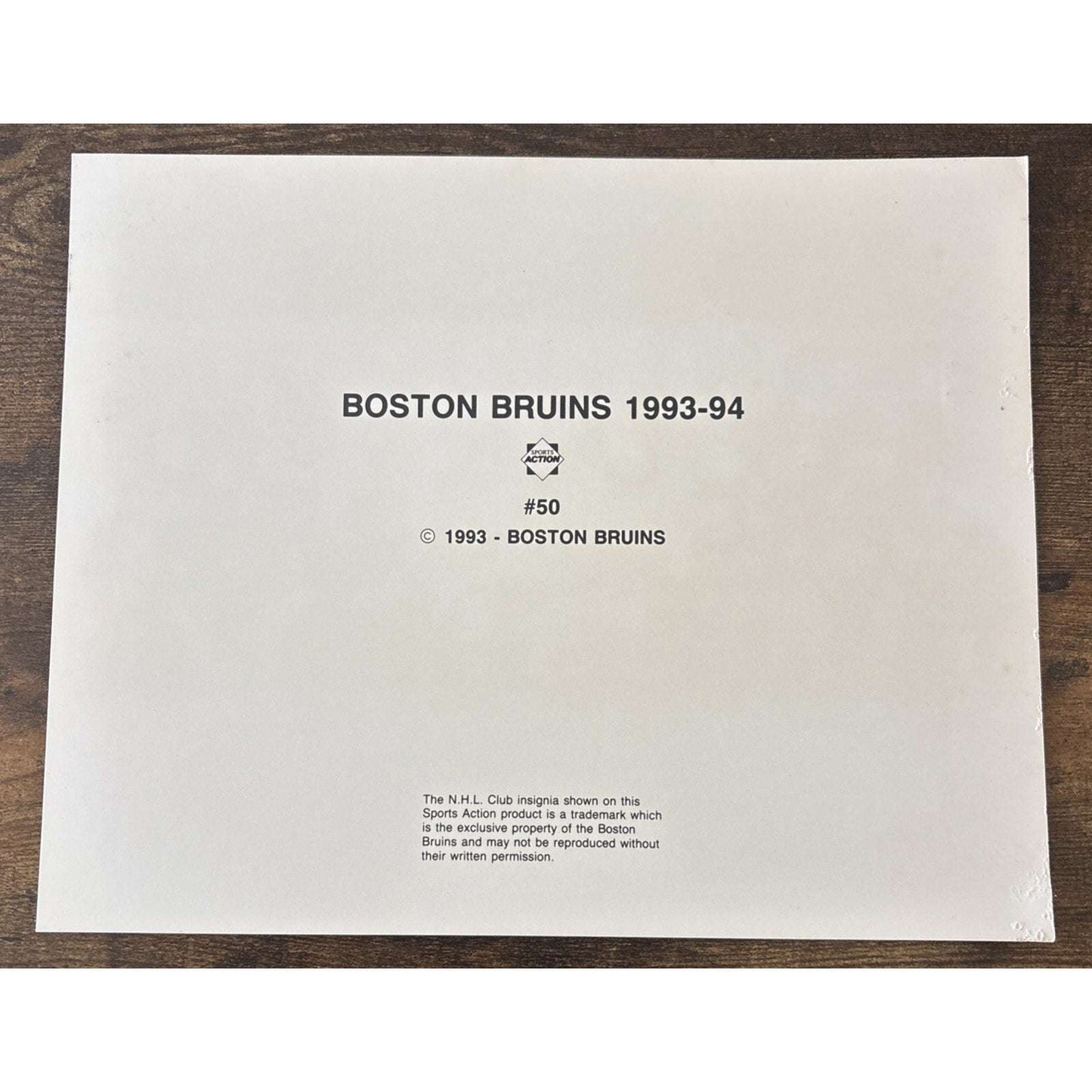 NHL Boston Bruins 1993-94 Team #50 Game Sport Action Color 8x10 Photo Picture
