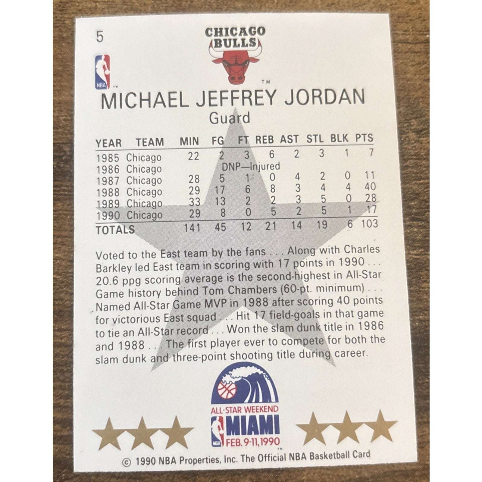 1990-91 NBA Hoops Michael Jordan #5 All-Star Basketball Chicago Bulls NBA Player