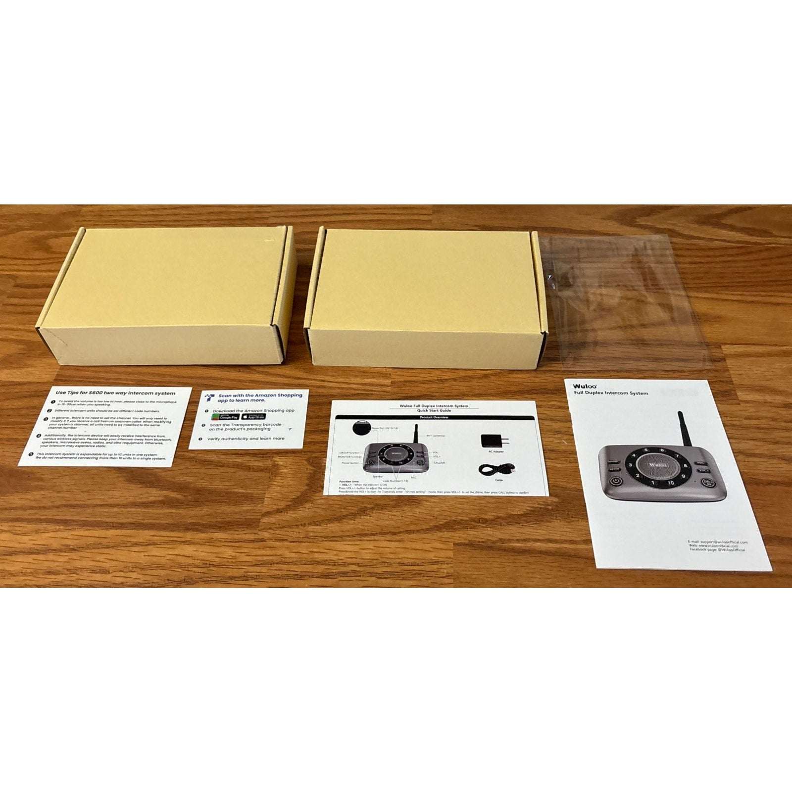 Wuloo S600-P2 Full Duplex Two Way Audio Wireless Intercom System 5280ft Range