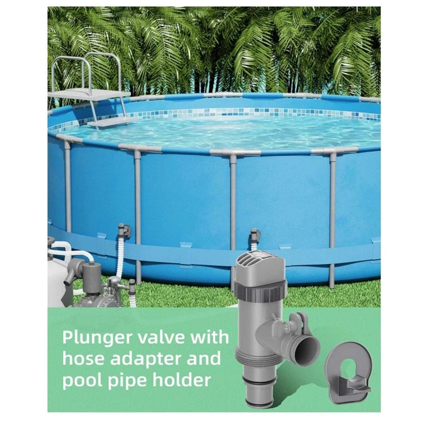 Pool Plunger Valve & Pipe Holder Set Replacement for Above Ground Pools (2 Each)