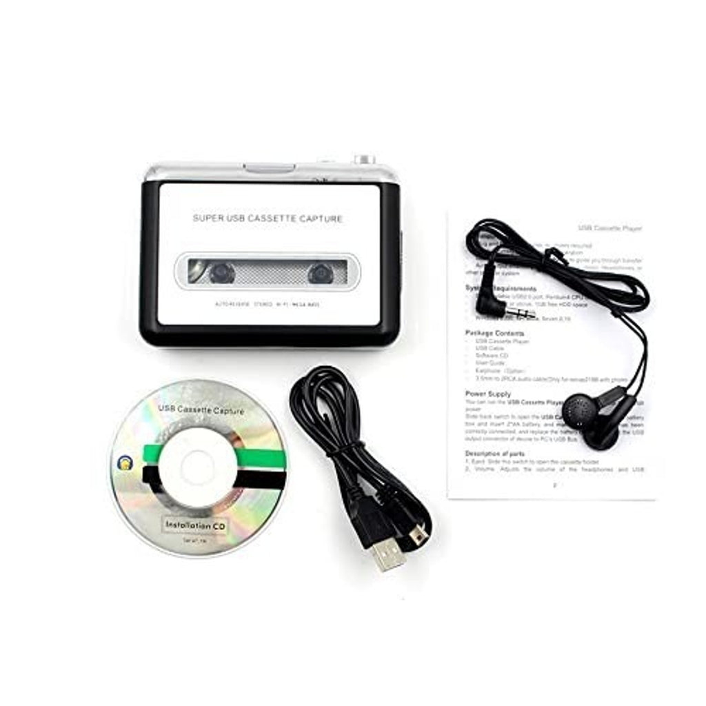 Dansrue USB Cassette Tape to MP3 Converter with Software CD and Headphones