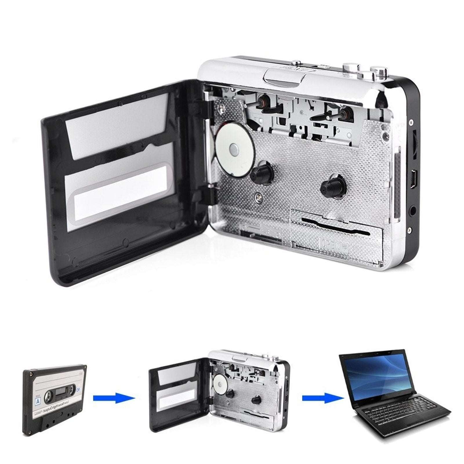 Dansrue USB Cassette Tape to MP3 Converter with Software CD and Headphones