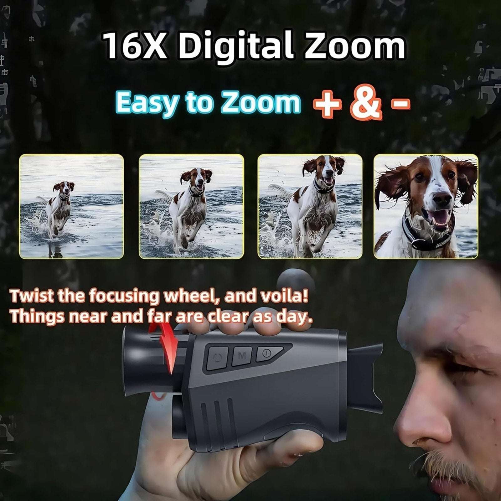 1080P Night Vision Monocular 16X Digital Zoom Infrared IR Goggles 12MP Hunting