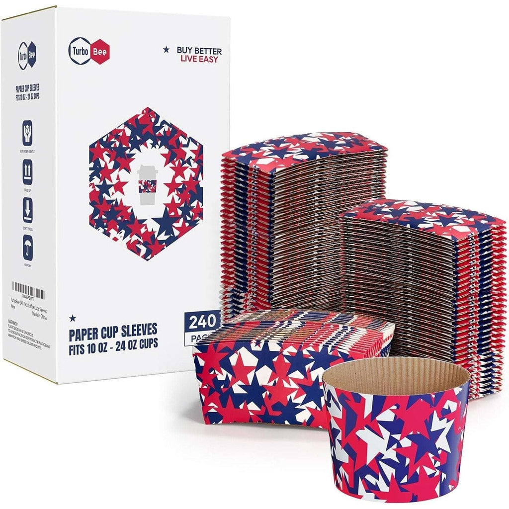 Disposable Coffee Cup Sleeves for Hot or Cold Drinks Patriotic Fits 10oz - 24oz