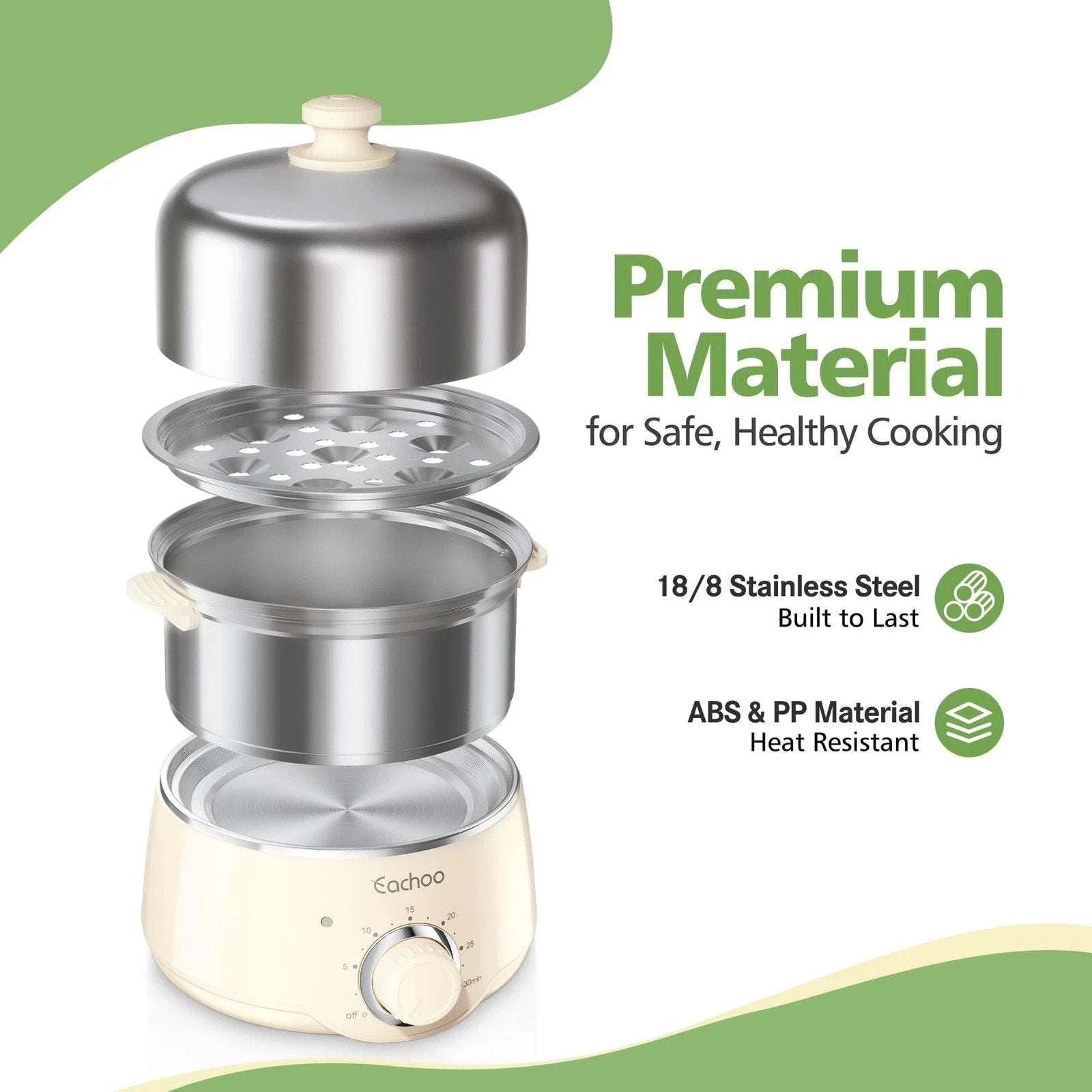 14 Egg Stainless Steel Electric Rapid Hard Boiled Egg Cooker Steamer w/ Timer