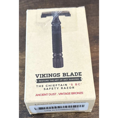 Vikings Blade The CHIEFTAIN 5 BC Safety Razor Ancient Dust Vintage Bronze Kit
