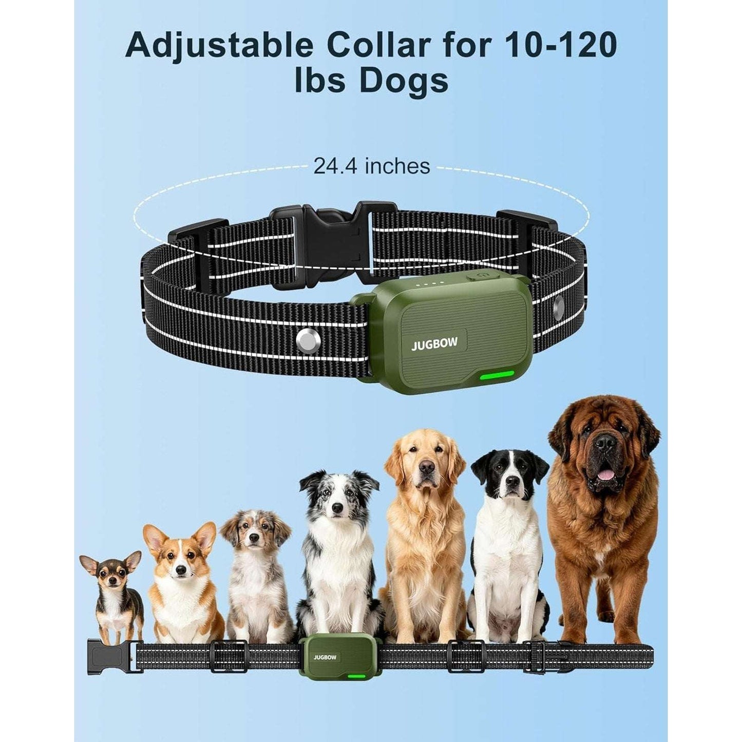 Jugbow Dog Shock Training Collar 4500FT w Remote, Waterproof, 10-120lbs, 4 Modes