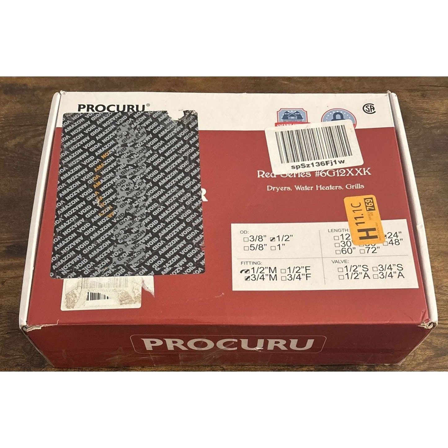 PROCURU 1/2'' OD x 24'' EZ-FUID Gas Connector w/ 1/2'' MIP x 3/4'' MIP Adapters