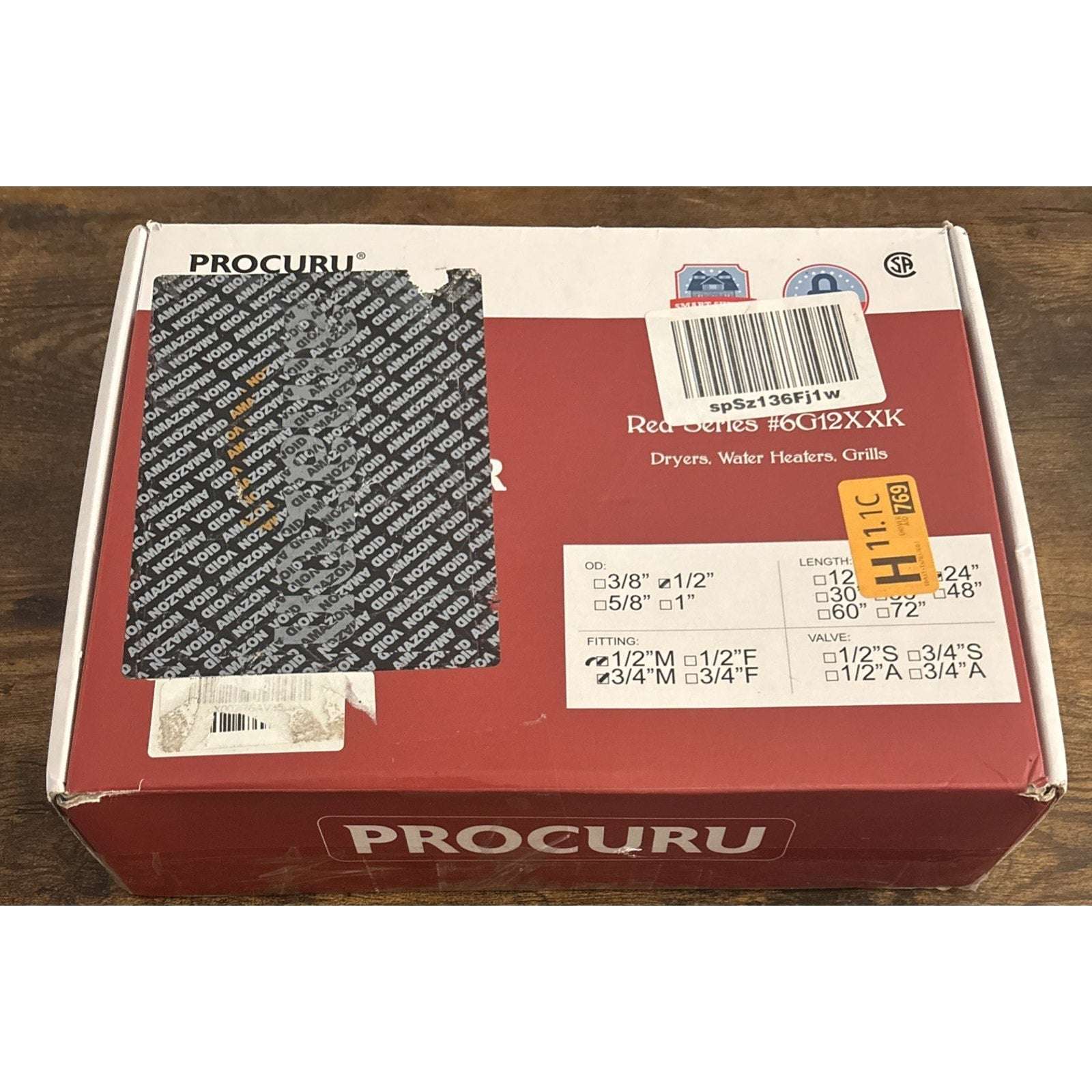 PROCURU 1/2'' OD x 24'' EZ-FUID Gas Connector w/ 1/2'' MIP x 3/4'' MIP Adapters