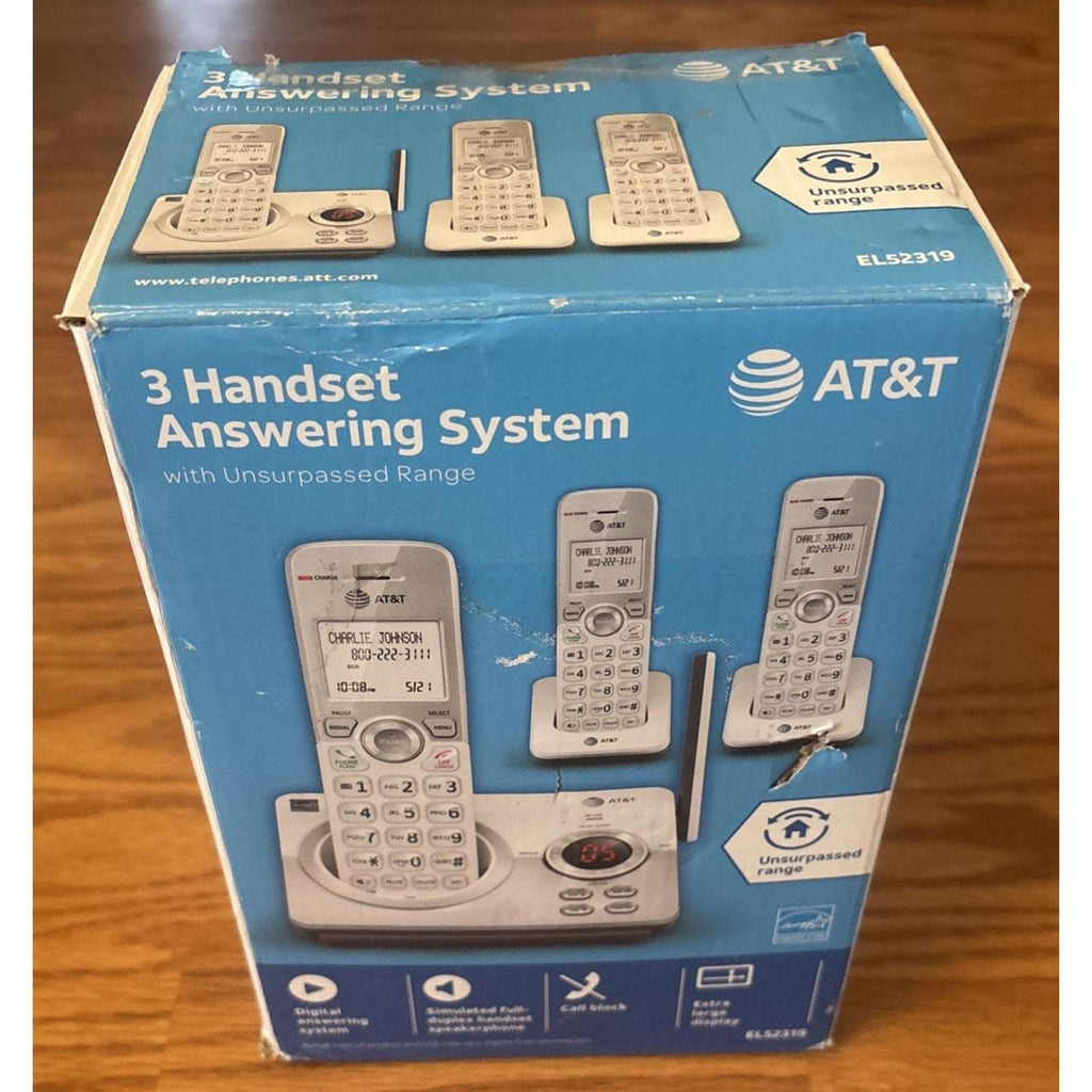 AT&T EL52319 DECT 6.0 Cordless Phone System with Answering Machine 3 Handsets