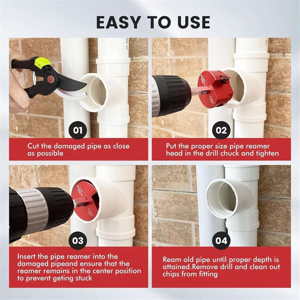 8Pc PVC Pipe Reamer Kit Socket Saver for Standard 1/2" Drills Fits 1/2"-4" Pipes
